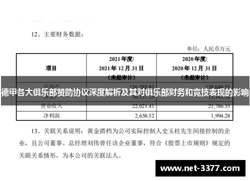 德甲各大俱乐部赞助协议深度解析及其对俱乐部财务和竞技表现的影响 德甲各大俱乐部赞助协议深度解析及其对俱乐部财务和竞技表现的影响