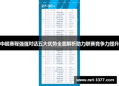 中超赛程强强对话五大优势全面解析助力联赛竞争力提升