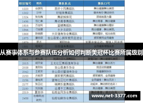 从赛事体系与参赛队伍分析如何判断美冠杯比赛所属级别